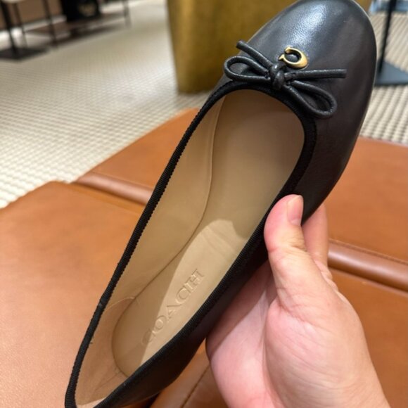 NIB! Coach CS066 Abigail Leather Flat Ballet Women's Shoes In Black SZ 5.5 to7.5 - Picture 9 of 9